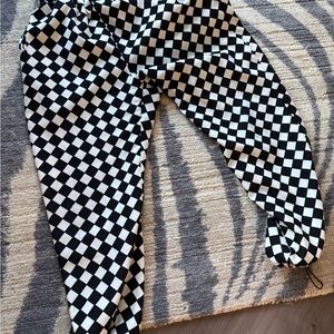 Black and White Checkered Joggers with Retro Style